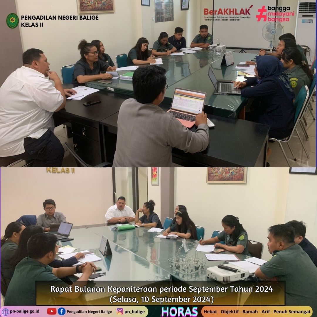 KEGIATAN RAPAT BULANAN KEPANITERAAN PERIODE SEPTEMBER TAHUN 2024