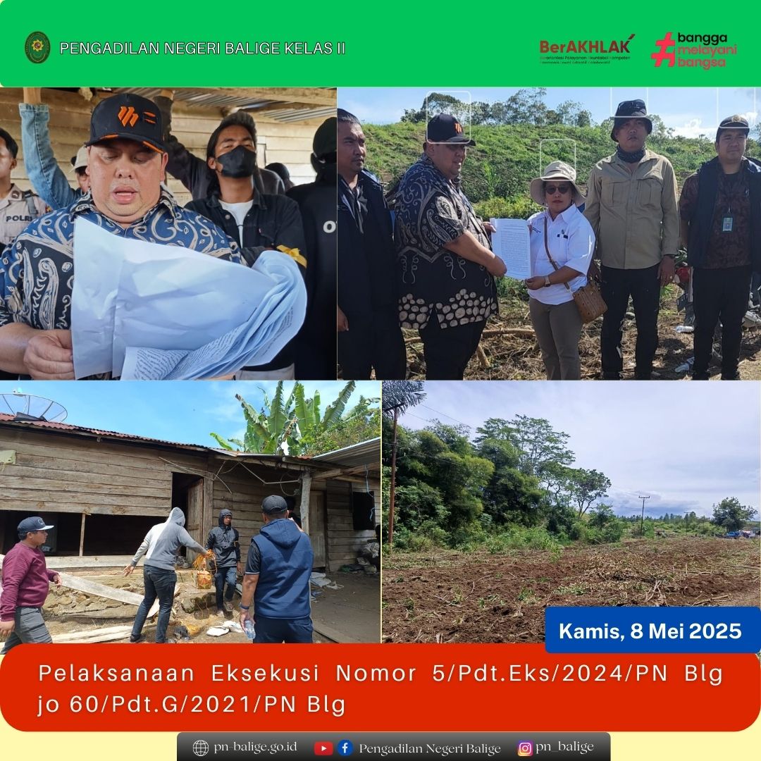 PELAKSANAAN EKSEKUSI PERKARA NOMOR 5/Pdt.Eks/2024/PN Blg jo NOMOR 60/Pdt.G/2021/PN Blg