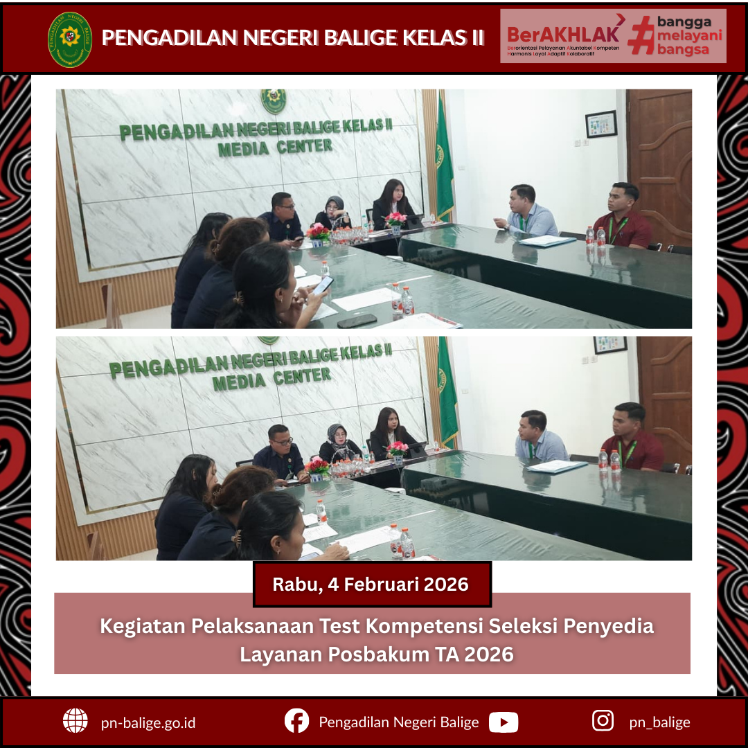 KEGIATAN PELAKSANAAN TEST KOMPETENSI SELEKSI PENYEDIA LAYANAN POSBAKUM TA 2026 KEGIATAN PELAKSANAAN TEST KOMPETENSI SELEKSI PENYEDIA LAYANAN POSBAKUM TA 2026