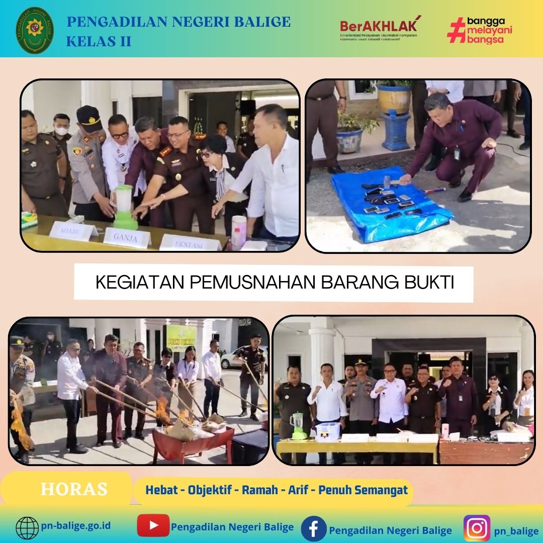 KETUA PENGADILAN NEGERI BALIGE MENGHADIRI KEGIATAN PEMUSNAHAN BARANG BUKTI DI KEJAKSAAN NEGERI TOBA SAMOSIR