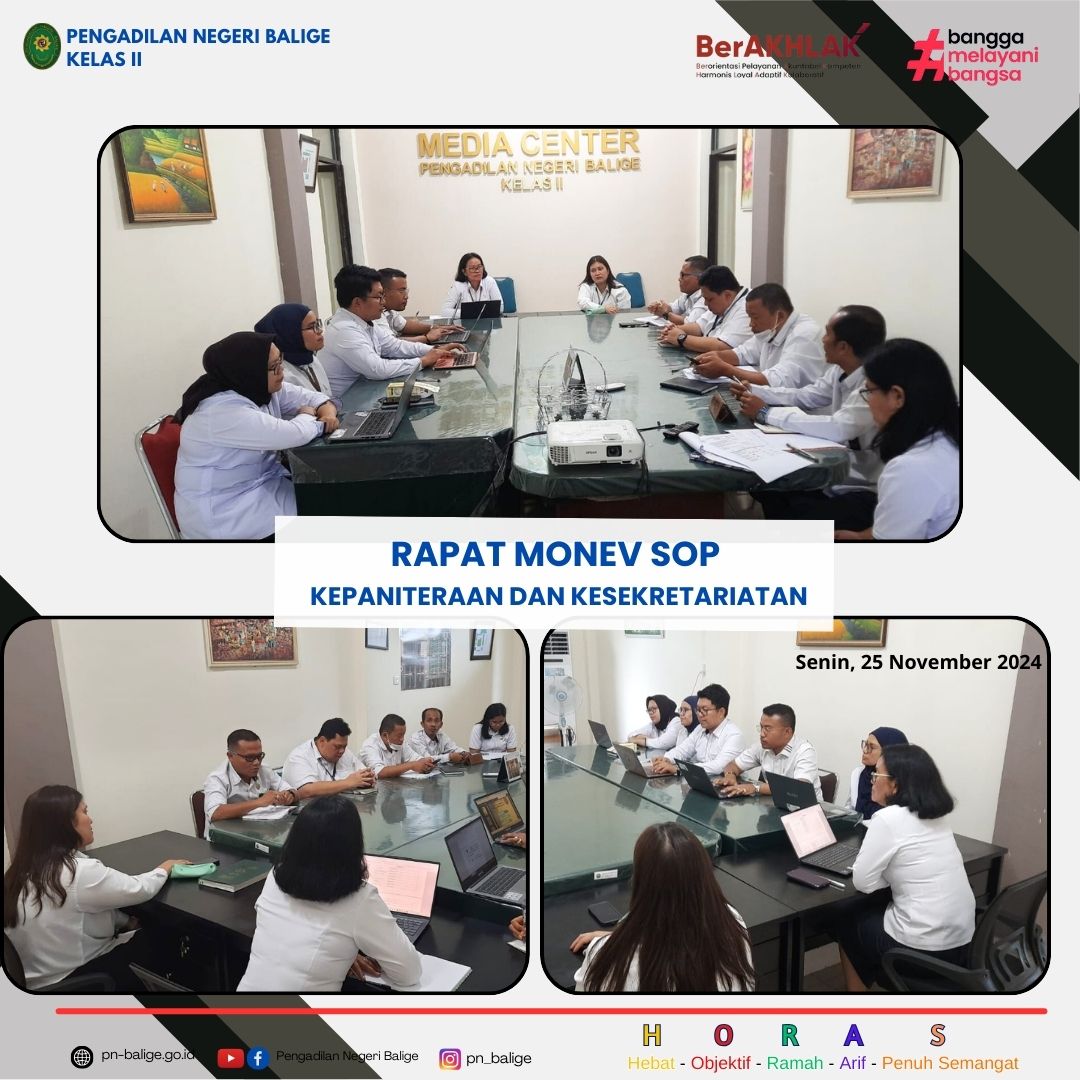 RAPAT MONEV SOP KEPANITERAAN DAN KESEKRETARIATAN