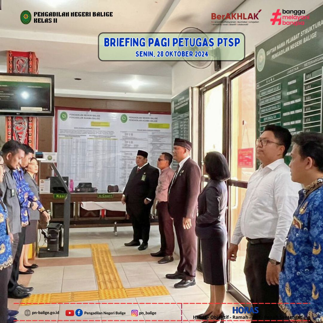 BRIEFING PAGI PETUGAS PTSP - Senin, 28 Oktober 2024 BRIEFING PAGI PETUGAS PTSP - Senin, 28 Oktober 2024