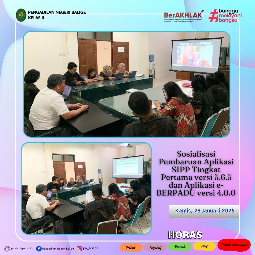 SOSIALISASI PEMBARUAN APLIKASI SIPP TINGKAT PERTAMA VERSI 5.6.5 DAN APLIKASI e-BERPADU VERSI 4.0.0 SECARA DARING