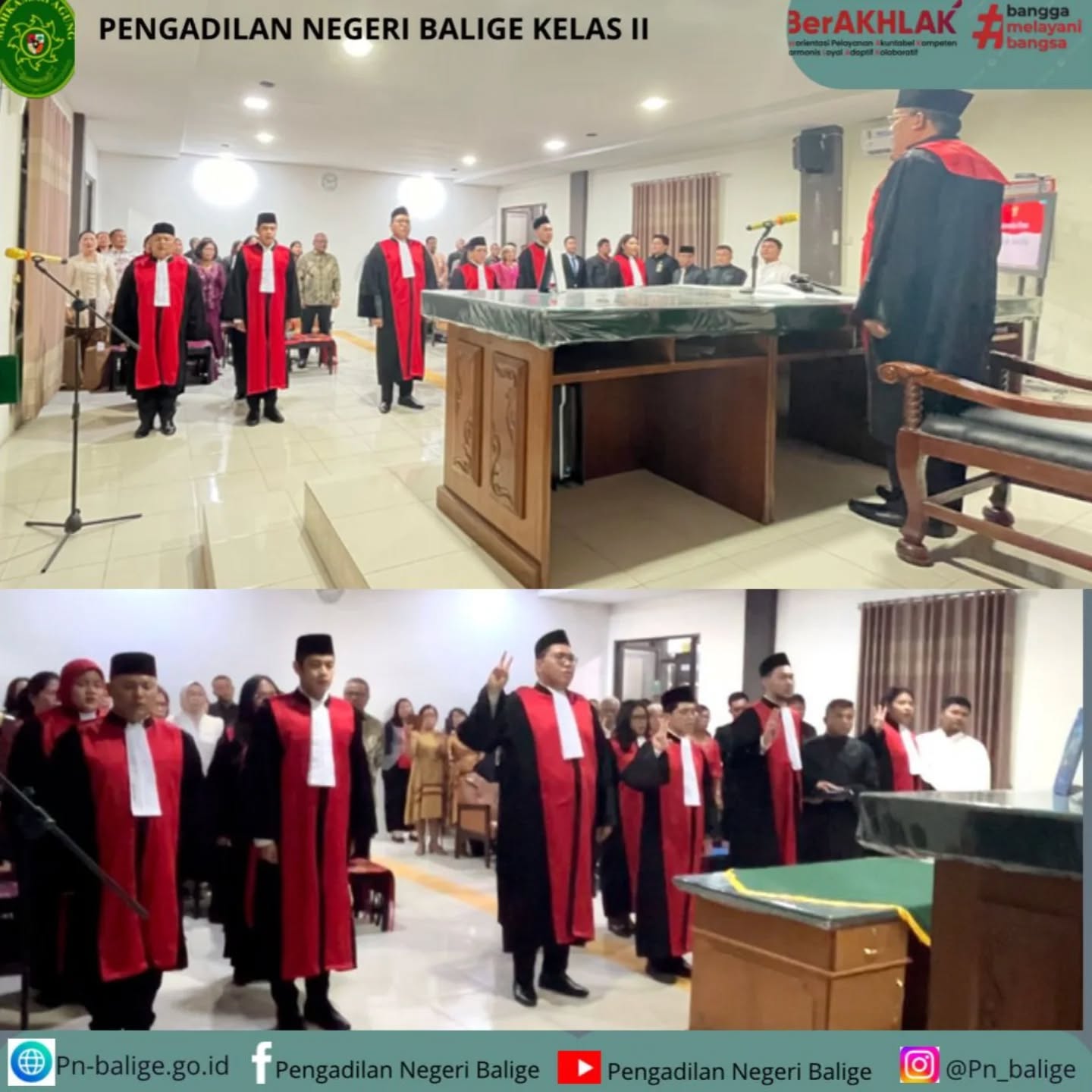 PENGADILAN NEGERI BALIGE MELAKSANAKAN SIDANG LUAR BIASA PENGAMBILAN SUMPAH DAN JANJI JABATAN SERTA PELANTIKAN HAKIM