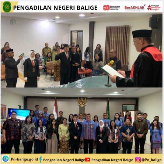 PENGAMBILAN SUMPAH DAN JANJI JABATAN SERTA PELANTIKAN PANITERA DAN PANITERA PENGGANTI PENGADILAN NEGERI BALIGE PENGAMBILAN SUMPAH DAN JANJI JABATAN SERTA PELANTIKAN PANITERA DAN PANITERA PENGGANTI PENGADILAN NEGERI BALIGE