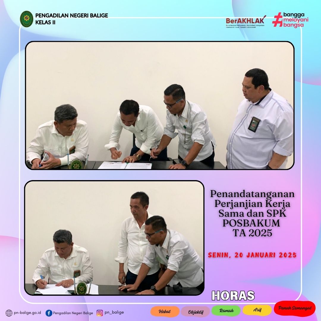 PENANDATANGANAN PERJANJIAN KERJA SAMA DAN SPK POSBAKUM TA 2025