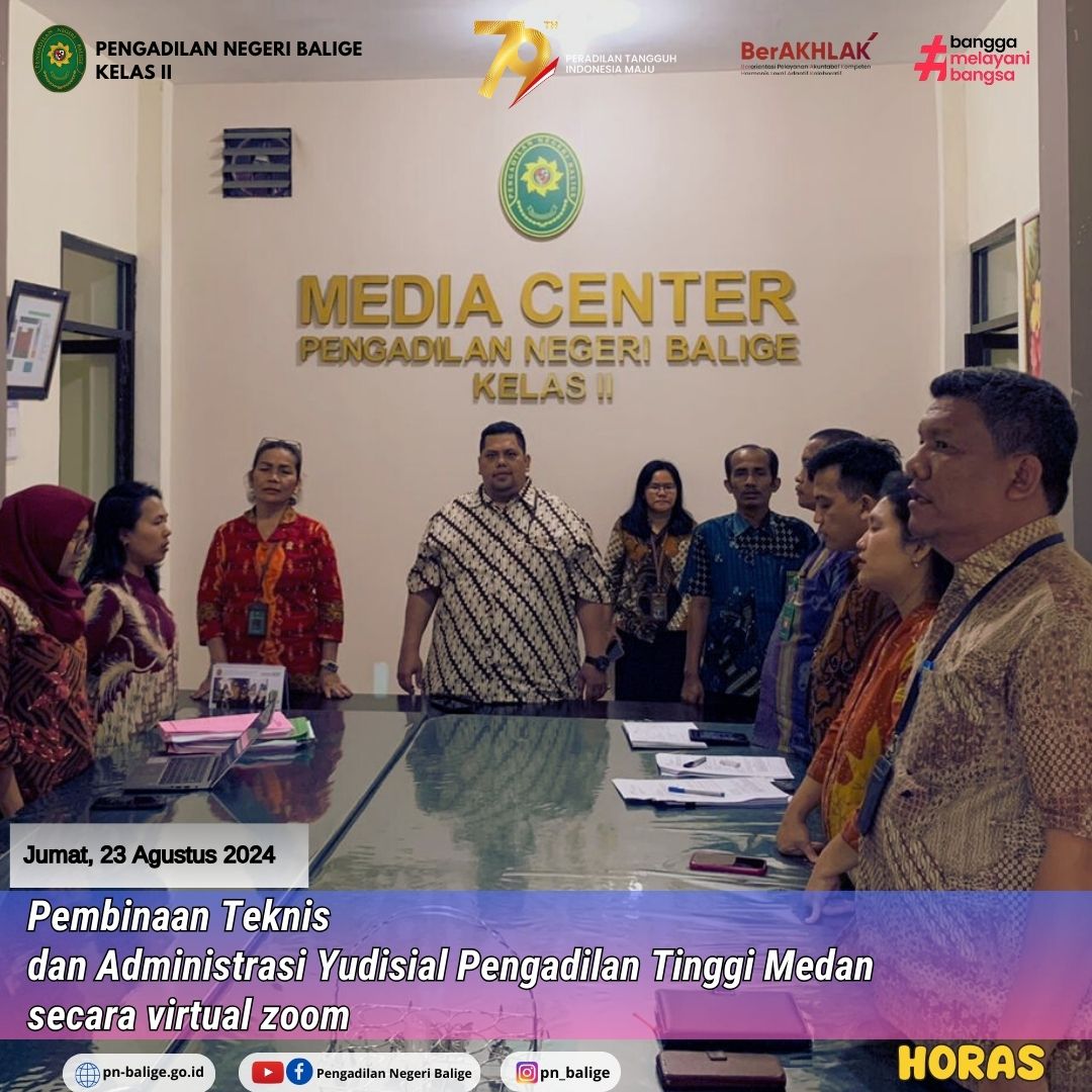 PENGADILAN NEGERI BALIGE MENGIKUTI PEMBINAAN TEKNIS DAN ADMINISTRASI YUDISIAL PENGADILAN TINGGI MEDAN SECARA VIRTUAL ZOOM PENGADILAN NEGERI BALIGE MENGIKUTI PEMBINAAN TEKNIS DAN ADMINISTRASI YUDISIAL PENGADILAN TINGGI MEDAN SECARA VIRTUAL ZOOM
