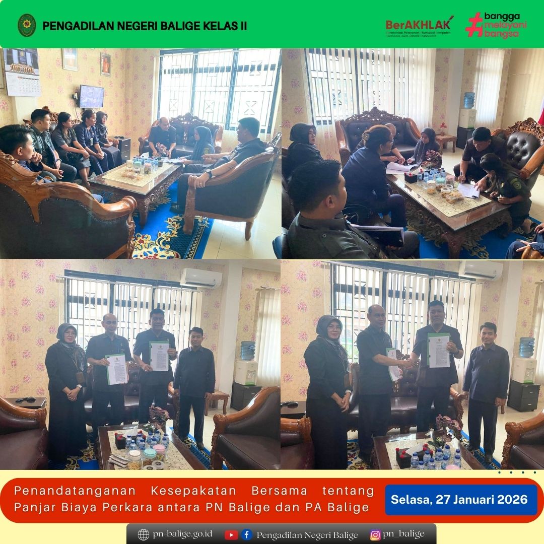 PENANDATANGANAN KESEPAKATAN BERSAMA TENTANG PANJAR BIAYA PERKARA ANTARA PN BALIGE DAN PA BALIGE PENANDATANGANAN KESEPAKATAN BERSAMA TENTANG PANJAR BIAYA PERKARA ANTARA PN BALIGE DAN PA BALIGE