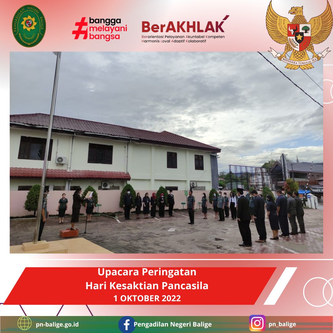 Upacara Peringatan  Hari Kesaktian Pancasila  1 OKTOBER 2022