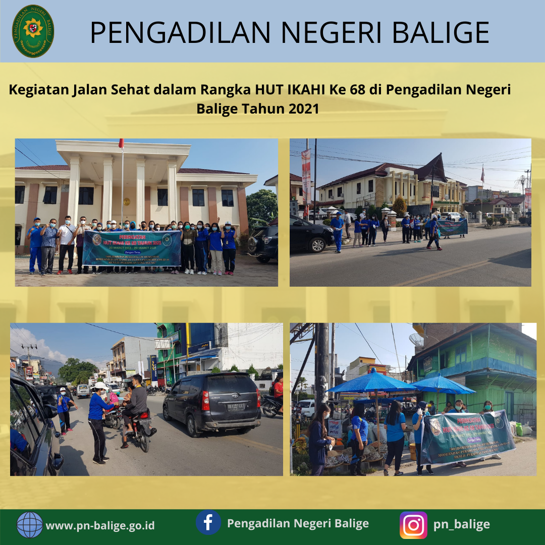 KEGIATAN JALAN SEHAT DALAM RANGKA HUT IKAHI KE-68 di PENGADILAN NEGERI BALIGE