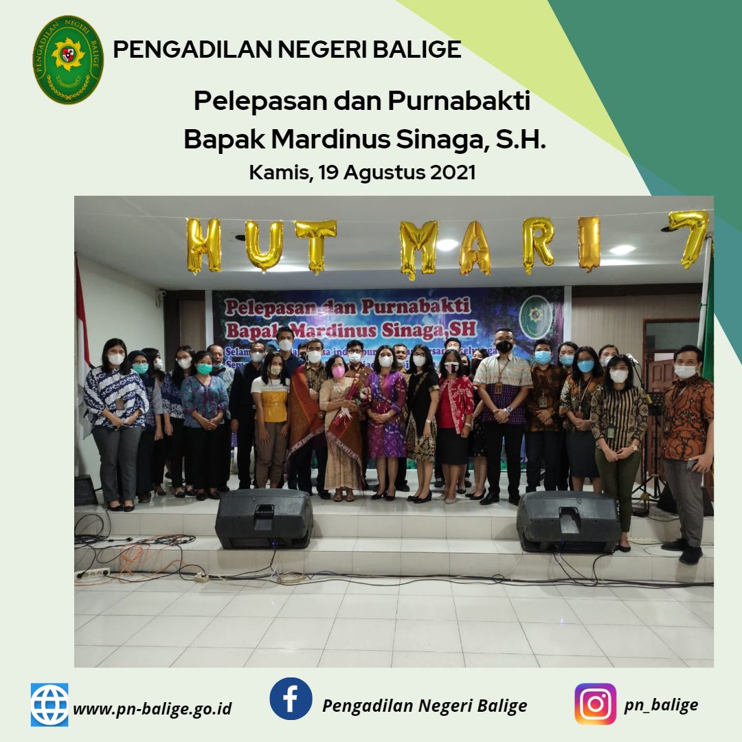 Pelepasan dan Purnabakti Bapak Mardinus Sinaga, S.H.