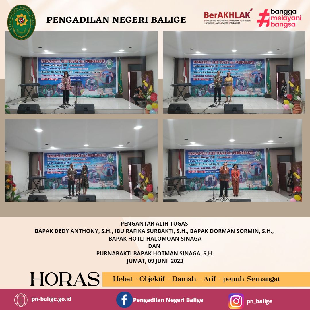Pengantar Alih Tugas dan Purnabakti Anggota Keluarga Besar Pengadilan Negeri Balige