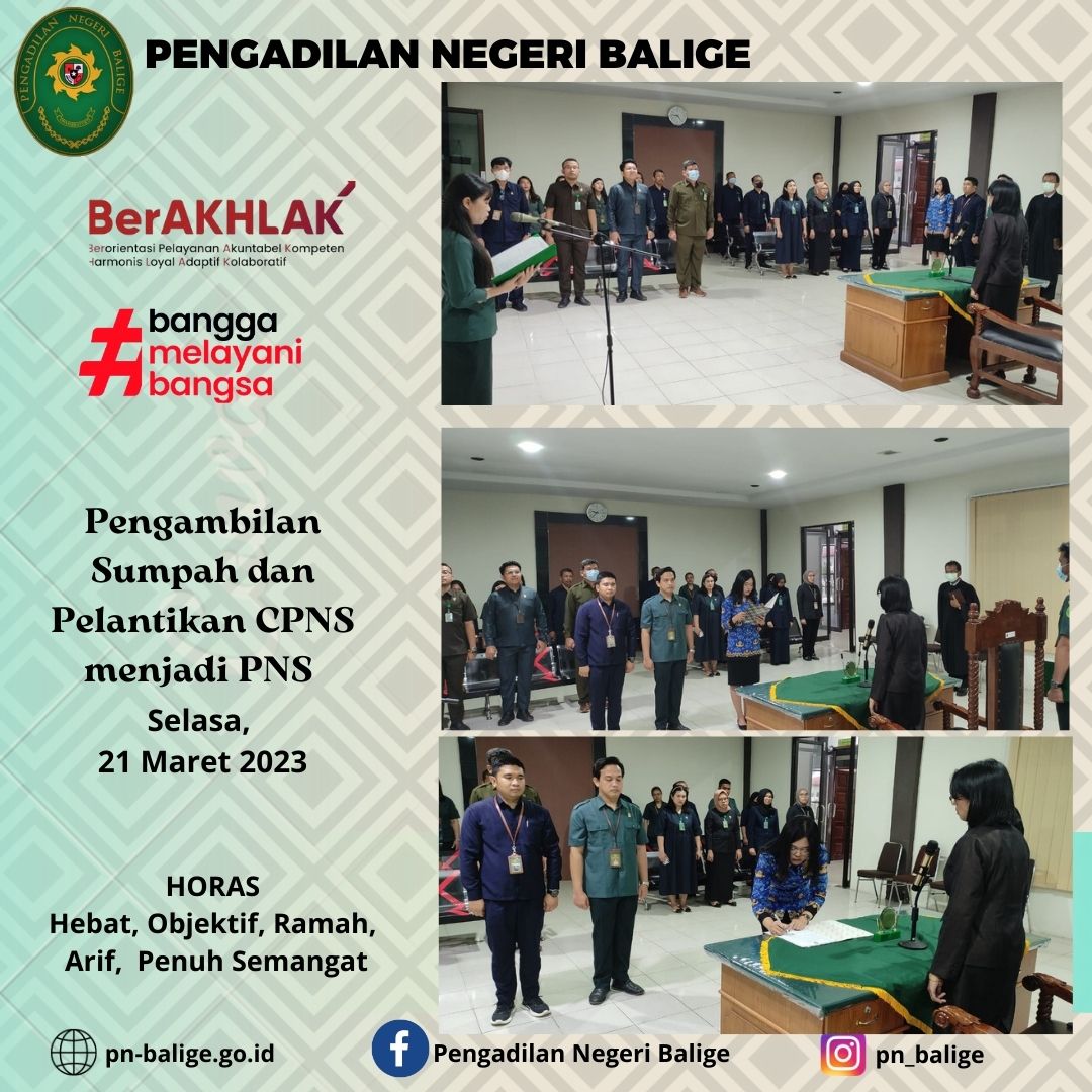Pengambilan Sumpah dan Pelantikan CPNS menjadi PNS 